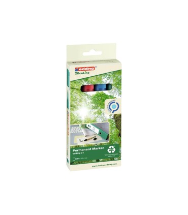 Rotulador edding 21 marcador permanente ecoline 90 reciclado bolsa 4 colores surtidos punta redonda 15 3