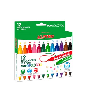 Rotulador alpino duo stamper caja de 12 unidades colores surtidos