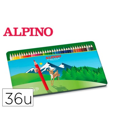 Lapices de colores alpino caja metalica de 36 unidades colores surtidos