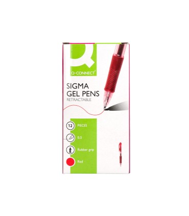 Boligrafo q connect sigma retractil con sujecion de caucho tinta gel 05 mm color rojo