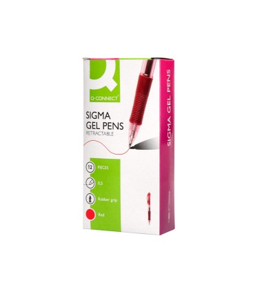 Boligrafo q connect sigma retractil con sujecion de caucho tinta gel 05 mm color rojo