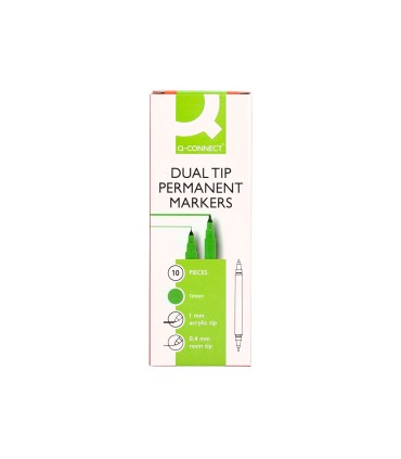 Rotulador q connect marcador permanente doble punta color verde 04 mm y 1 mm