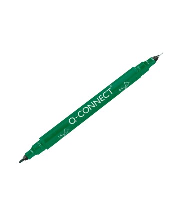 Rotulador q connect marcador permanente doble punta color verde 04 mm y 1 mm