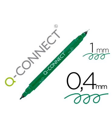 Rotulador q connect marcador permanente doble punta color verde 04 mm y 1 mm