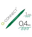 Rotulador q-connect marcador permanente doble punta color verde 0,4 mm y 1 mm