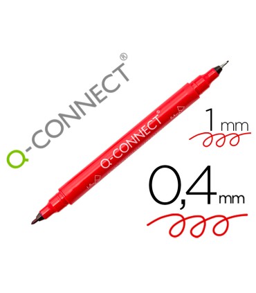 Rotulador q connect marcador permanente doble punta color rojo 04 mm y 1 mm