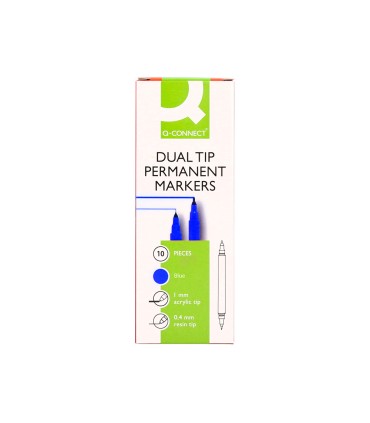 Rotulador q connect marcador permanente doble punta color azul 04 mm y 1 mm