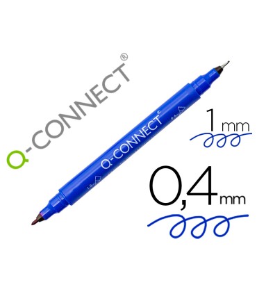 Rotulador q connect marcador permanente doble punta color azul 04 mm y 1 mm