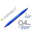 Rotulador q-connect marcador permanente doble punta color azul 0,4 mm y 1 mm