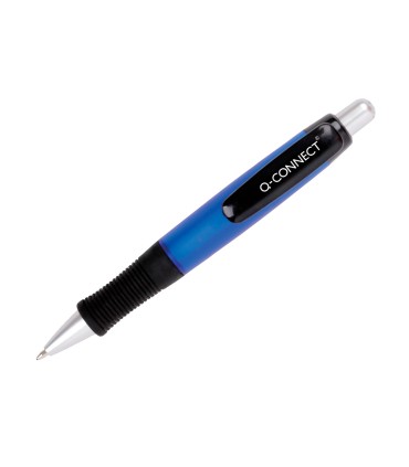 Boligrafo q connect premium retractil con sujecion de caucho color azul punta 1 mm