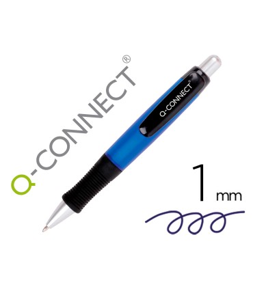 Boligrafo q connect premium retractil con sujecion de caucho color azul punta 1 mm