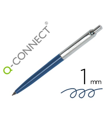 Boligrafo q connect premium metalico retractil con clip color azul punta 1 mm