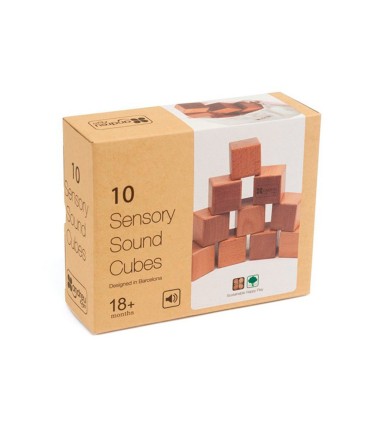 Juego didactico andreutoys 10 cubos sensoriales con sonido madera