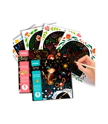 Juego didactico mideer scratch art card boy