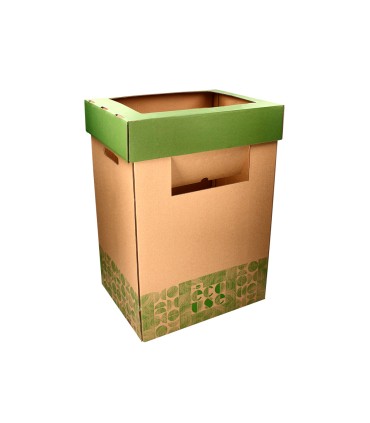 Contenedor papelera reciclaje liderpapel ecouse carton 100 reciclado y reciclable 70 litros 450x350x650 mm