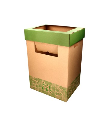 Contenedor papelera reciclaje liderpapel ecouse carton 100 reciclado y reciclable 70 litros 450x350x650 mm