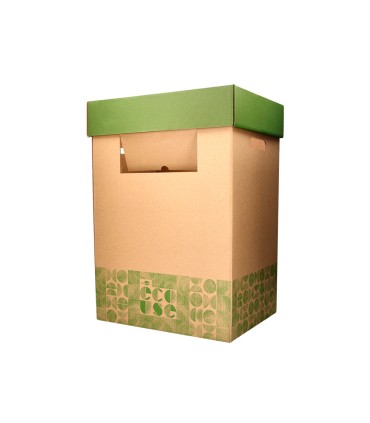 Contenedor papelera reciclaje liderpapel ecouse carton 100 reciclado y reciclable 70 litros 450x350x650 mm