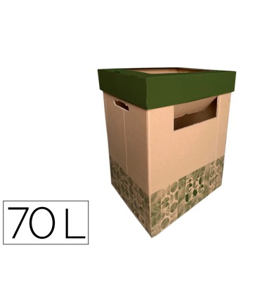 Contenedor papelera reciclaje liderpapel ecouse carton 100 reciclado y reciclable 70 litros 450x350x650 mm