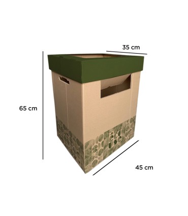 Contenedor papelera reciclaje liderpapel ecouse carton 100 reciclado y reciclable 70 litros 450x350x650 mm