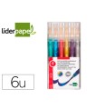 Rotulador liderpapel efecto purpurina metalizada punta reversible bolsa de 6 unidades colores surtidos