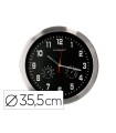 Reloj q-connect de pared metalico redondo 35,5 cm movimiento silencioso color cromado con esfera negra