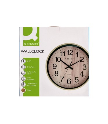 Reloj q connect de pared de plastico redondo 257 cm movimiento silencioso color madera natural