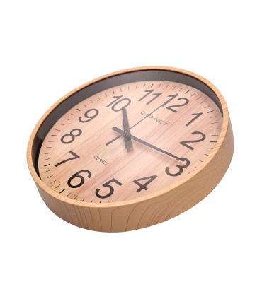 Reloj q connect de pared de plastico redondo 257 cm movimiento silencioso color madera natural