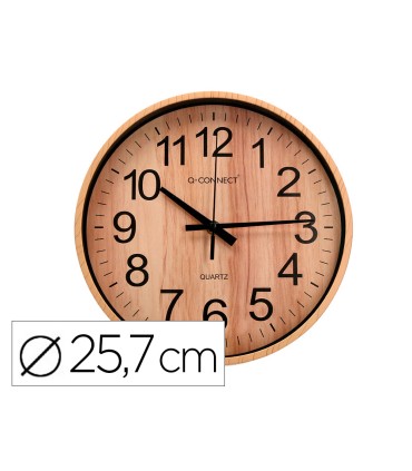 Reloj q connect de pared de plastico redondo 257 cm movimiento silencioso color madera natural