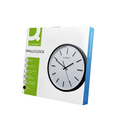 Reloj q connect de pared de plastico redondo 344 cm movimiento silencioso color negro