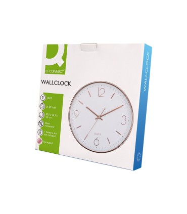 Reloj q connect de pared metalico redondo 305 cm movimiento silencioso color rosa dorado