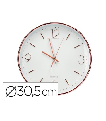 Reloj q connect de pared metalico redondo 305 cm movimiento silencioso color rosa dorado