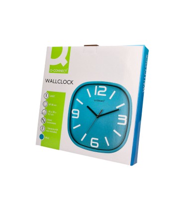 Reloj q connect de pared de plastico redondo 30 cm movimiento silencioso color azul