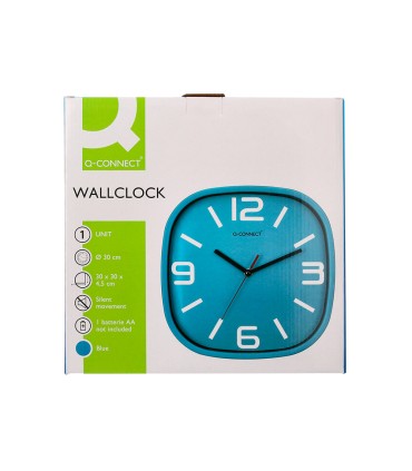 Reloj q connect de pared de plastico redondo 30 cm movimiento silencioso color azul