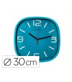 Reloj q-connect de pared de plastico redondo 30 cm movimiento silencioso color azul