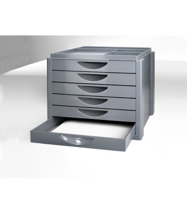 Fichero cajones de sobremesa q connect bandeja organizadora superior 6 cajones color gris opaco