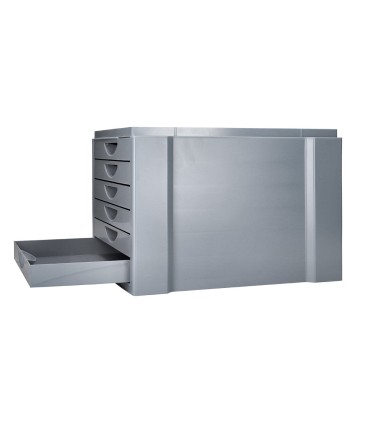 Fichero cajones de sobremesa q connect bandeja organizadora superior 6 cajones color gris opaco