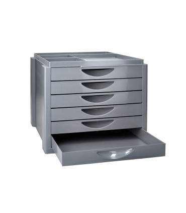 Fichero cajones de sobremesa q connect bandeja organizadora superior 6 cajones color gris opaco