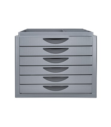 Fichero cajones de sobremesa q connect bandeja organizadora superior 6 cajones color gris opaco