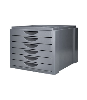 Fichero cajones de sobremesa q connect bandeja organizadora superior 6 cajones color gris opaco