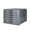 Fichero cajones de sobremesa q-connect bandeja organizadora superior 6 cajones color gris opaco