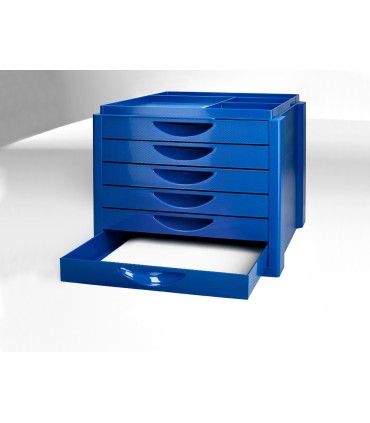 Fichero cajones de sobremesa q connect bandeja organizadora superior 6 cajones color azul opaco