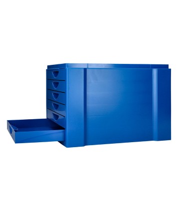 Fichero cajones de sobremesa q connect bandeja organizadora superior 6 cajones color azul opaco