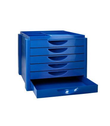 Fichero cajones de sobremesa q connect bandeja organizadora superior 6 cajones color azul opaco