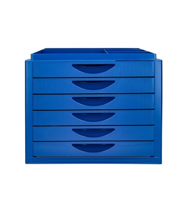 Fichero cajones de sobremesa q connect bandeja organizadora superior 6 cajones color azul opaco