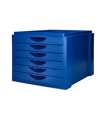 Fichero cajones de sobremesa q connect bandeja organizadora superior 6 cajones color azul opaco