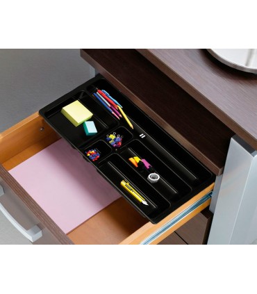 Bandeja organizadora q connect de cajones color negro 344x160x33 mm