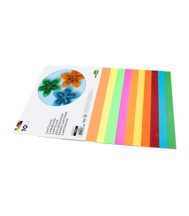 Bloc trabajos manuales liderpapel cartulina 240x315mm 10 hojas 5 colores neon 5 colores intensos