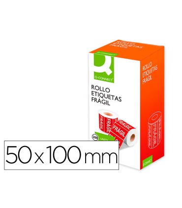 Etiqueta q connect fragil 50x100 mm rollo de 200 unidades