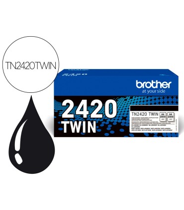 Toner brother tn2420twin para dcp l2510 2530 2550 hl l2375 negro 3000 paginas pack 2 unidades