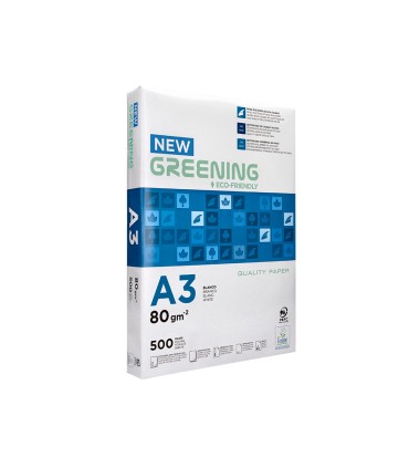 Papel fotocopiadora greening din a3 80 gramos paquete de 500 hojas